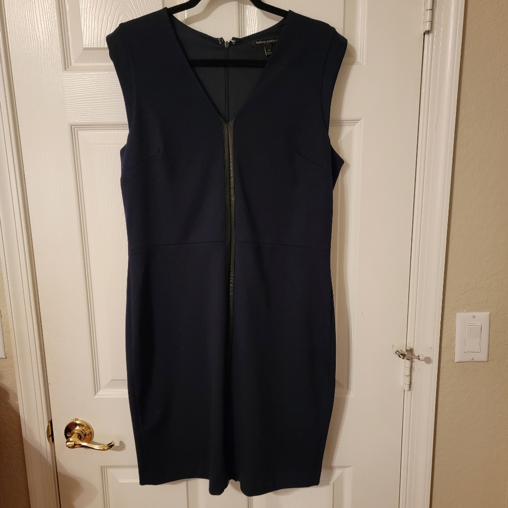 Banana Republic Navy Blue Dress with Black Piping